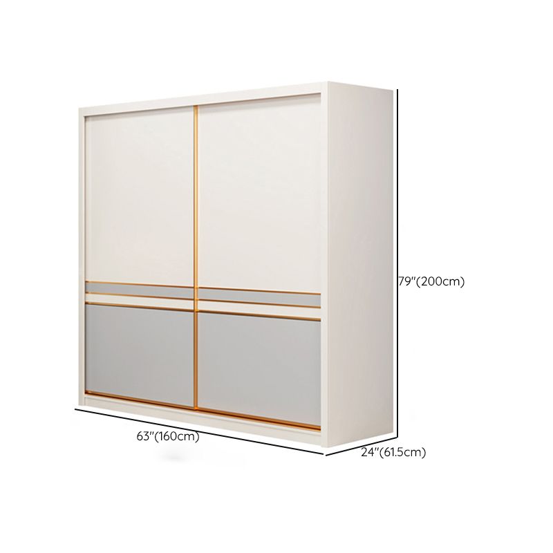 Bedroom Storage Cabinet Coastal Wooden Sliding Doors Wardrobe Armoire