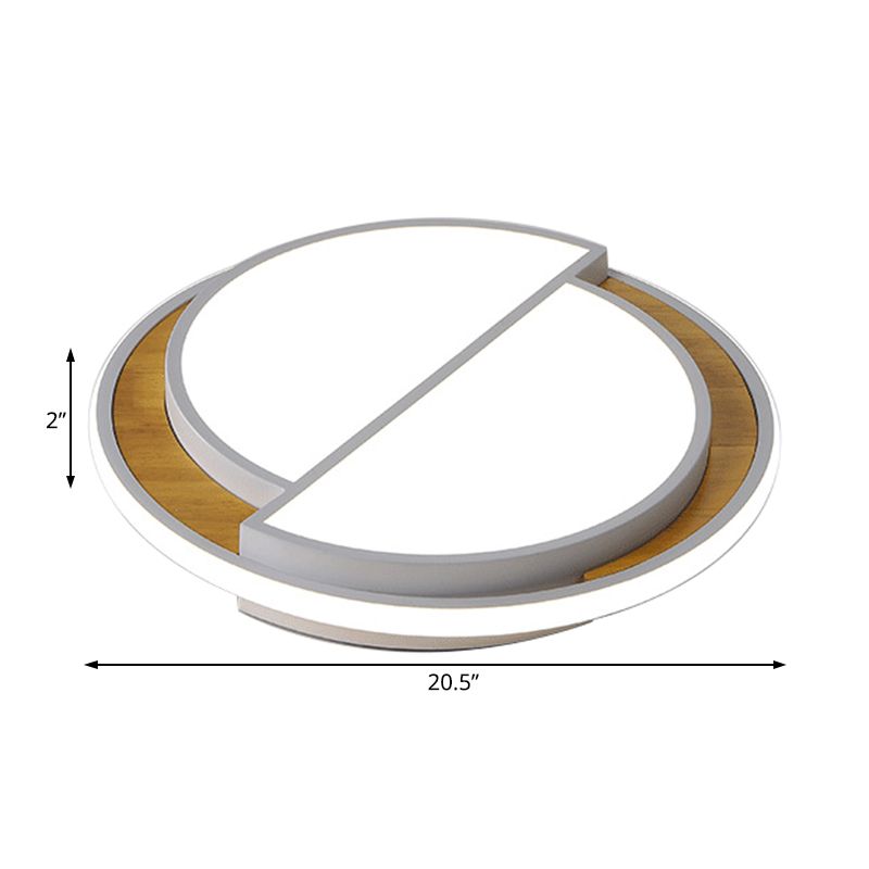 Semicircle Flush Lighting Modern Metal LED Black/White Ceiling Mounted Fixture in White/Warm Light, 16.5"/20.5" Wide