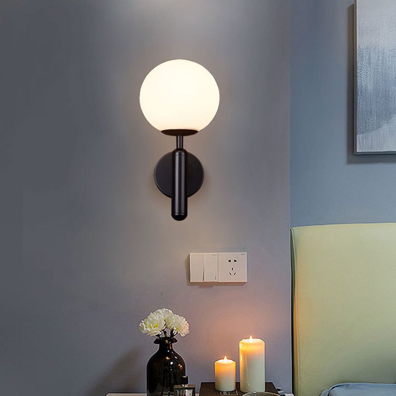 Minimalist Globe Wall Mount Light Fixture Glass 1-Head Bedroom Wall Lighting Ideas