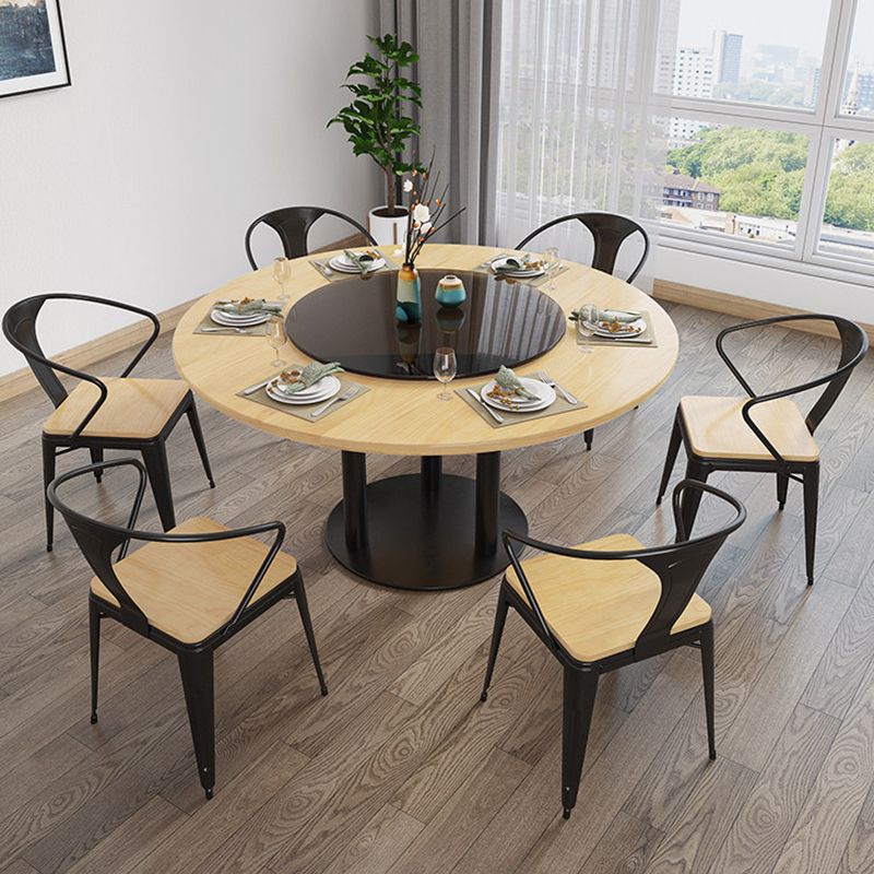 Round Solid Wood Dining Set 1/4/7 Pieces Dinette Set for Kitchen