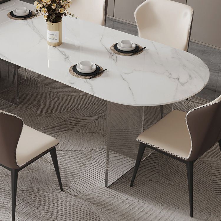 Sintered Stone Dining Table Acrylic Base Dinner Table for Dining Room