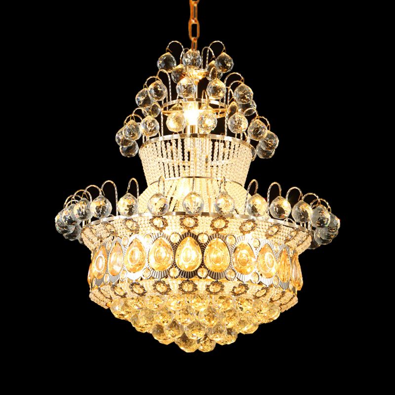 Piejos de cristal transparentes y bolas colgantes de mediados de siglo 10 bombillas Lámpara de araña de comedor de bulbos