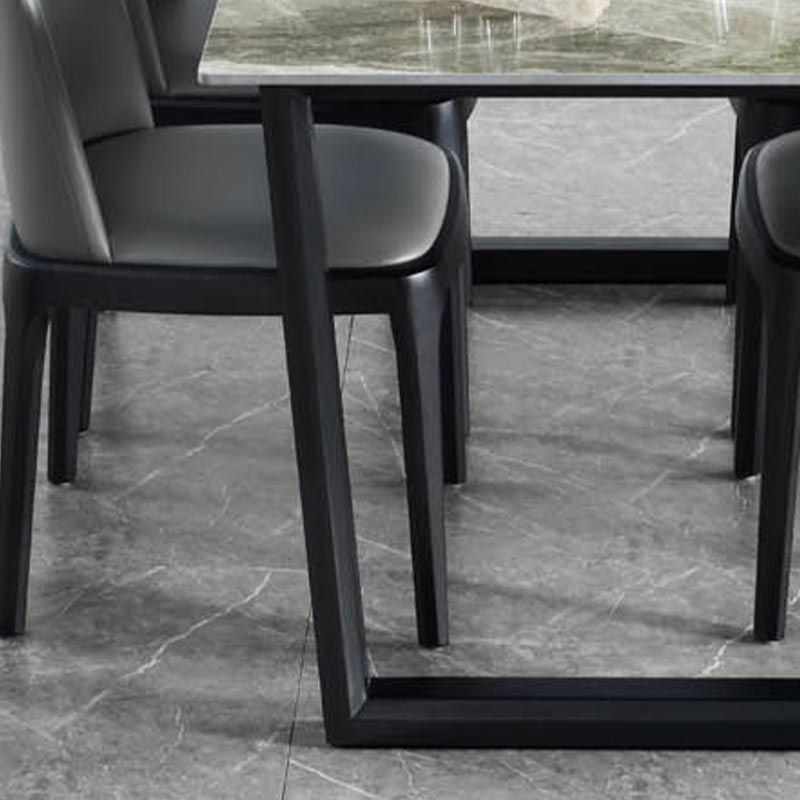 Modern Sled Dining Table Grey Stone Rectangle Home Kitchen Dinner Furniture