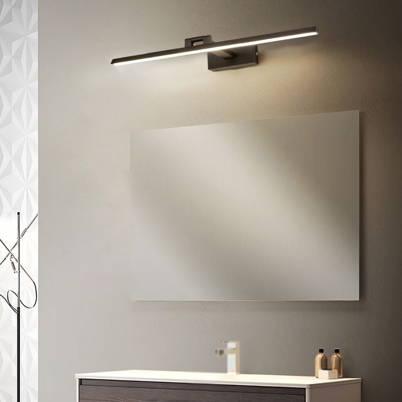 Linear Shape Metal Wall Sconce Modern 1 Light Mirror Wall Mount Light