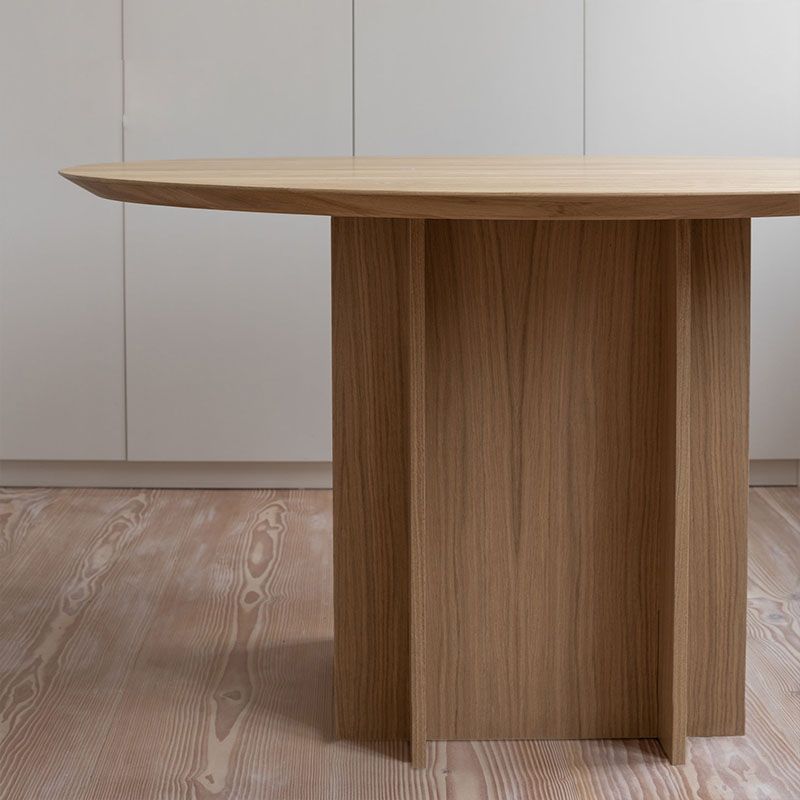 Modern Wood Pedestal Base Table Natural Round Dining Room Kitchen Table