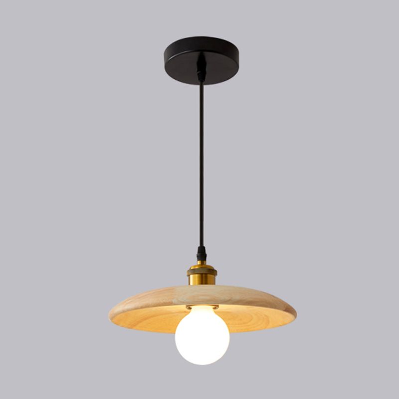 Pot Cover Shade Hanging Lighting Modern Style Bois massif 1 pendentif léger pour séjour à domicile