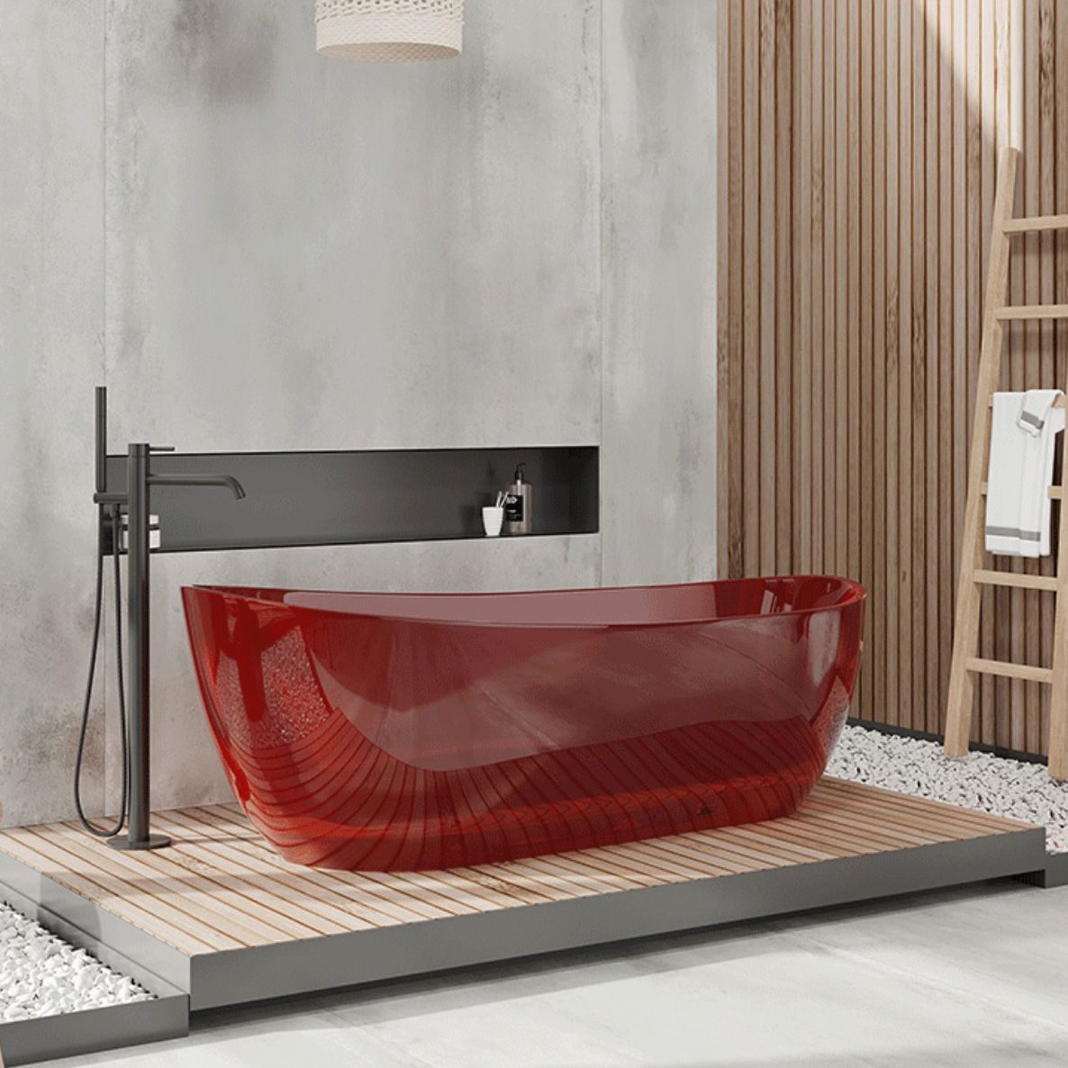 Soaking Stand Alone Bathtub Oval Antique Finish Modern Bath Tub