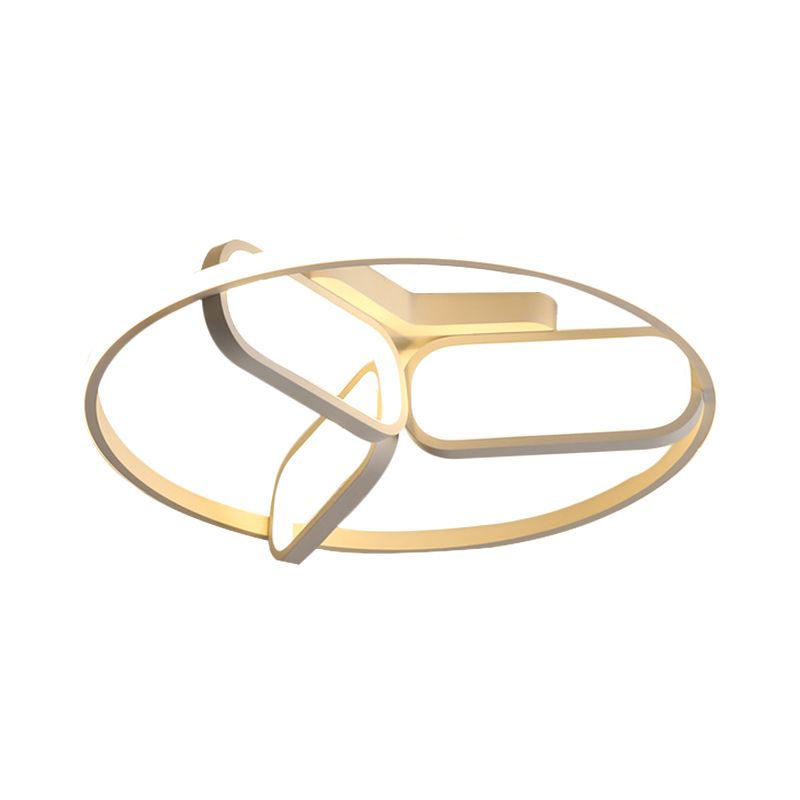 Acrylic Circular Frame Flush Light Modern Style 18"/21.5" Wide LED Bedroom Ceiling Mount Lamp in Black/White/Gold