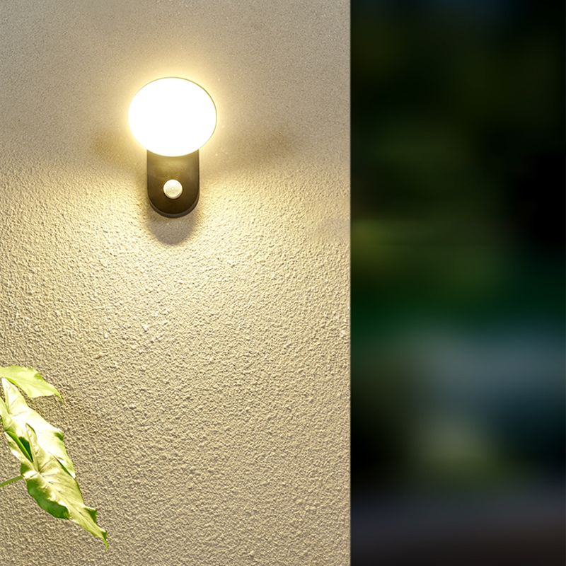 Modern Metal Wall Sconce LED Geometric Shape Wall Light with Acrylic Shade for Courtyard
