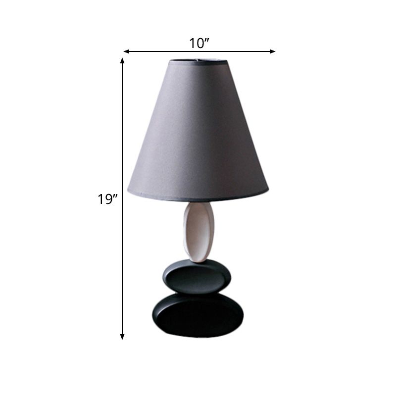 Lampada da comodino da comodino in tessuto tradizionale a forma affusolata grigia