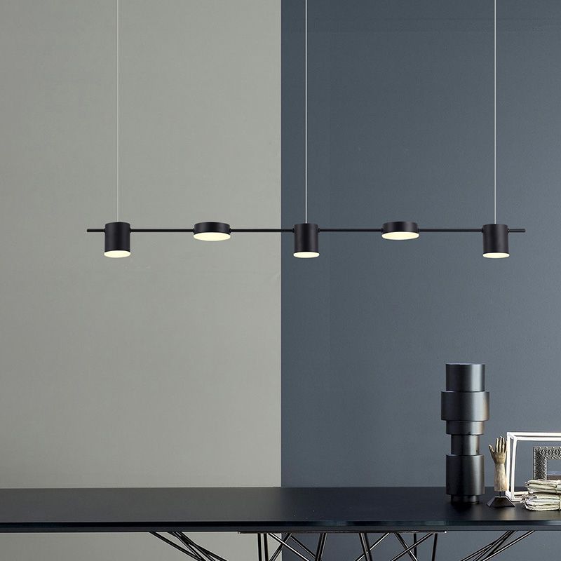 Cylinder Island Lighting Fixtures Contemporary Metal Island Chandelier Lights for Kitchen