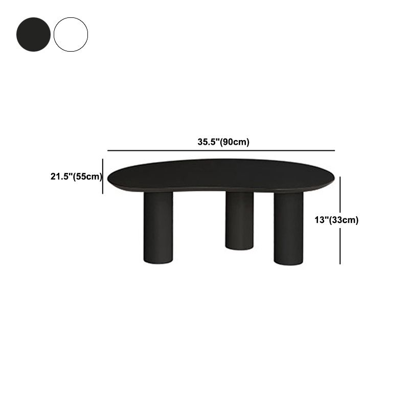 Minimalist Wood 3 Legs Coffee Table 13" H Cloud-Shaped Cocktail Table