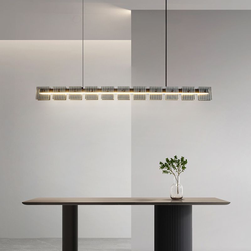 Modern LED Hanging Light Black Island Light Fixture for Dining Room