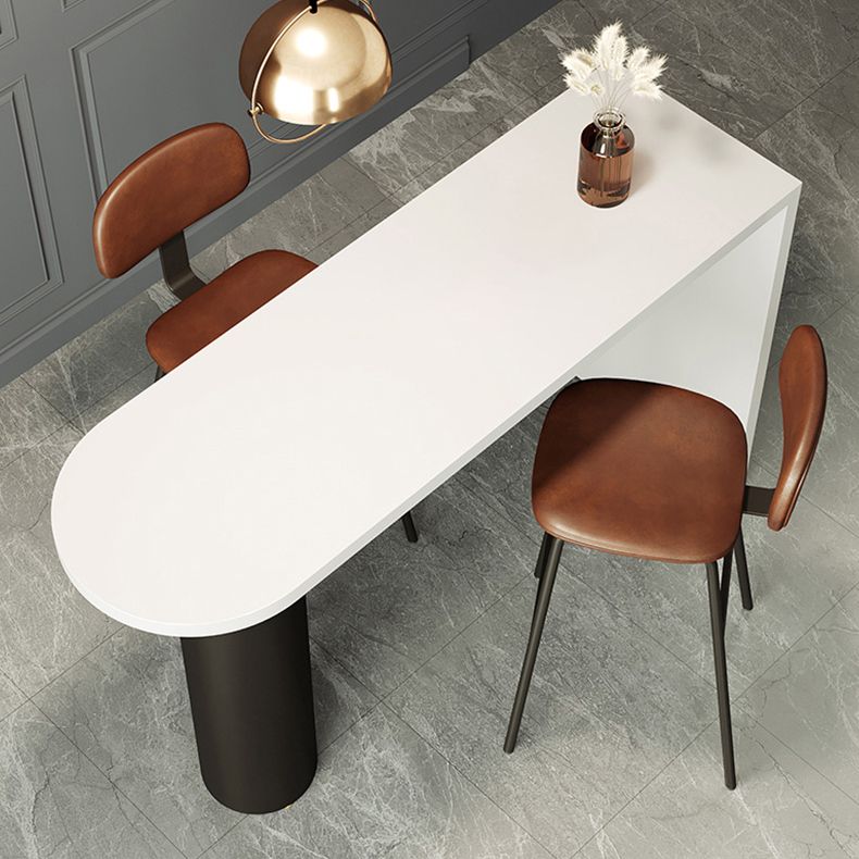 Contemporary White Wood Bar Table Double Pedestal  Bar Dining Table
