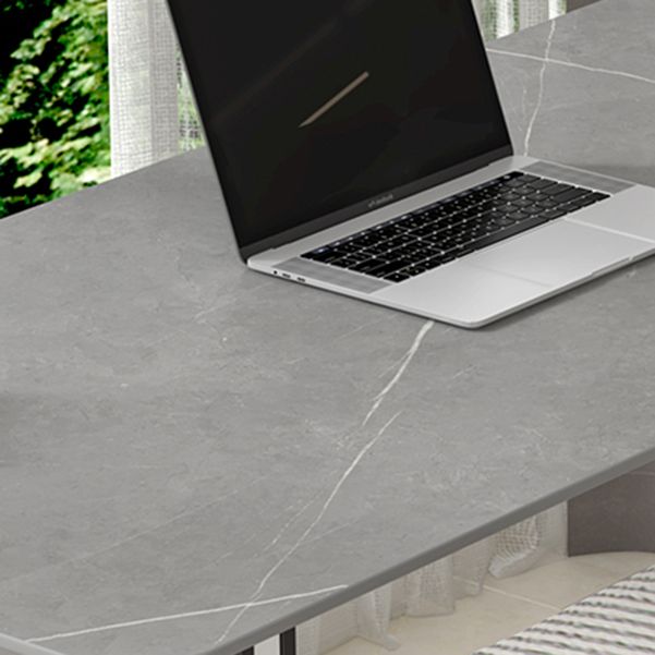 Industrial Rectangular Office Desk Antique Finish Computer Desk with Metal Legs