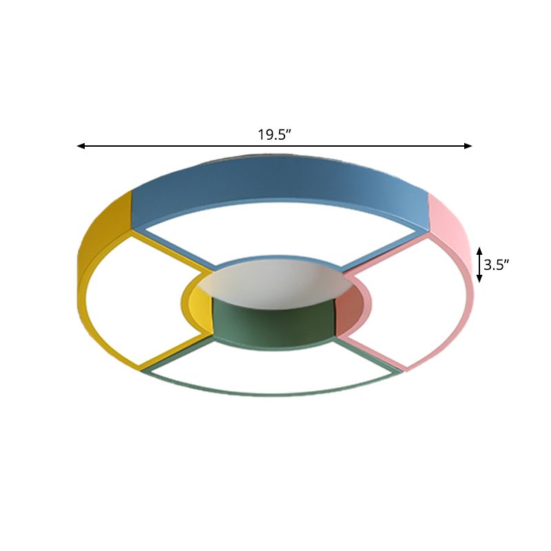 Circular Acrylic Ceiling Light Fixture Creative Pink-Yellow LED Flushmount Lighting