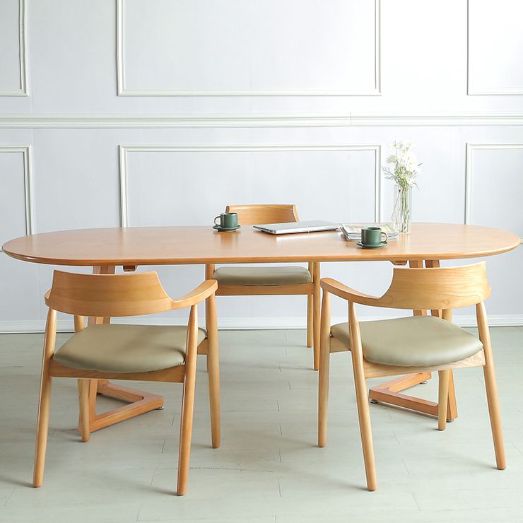 Solid Wood Dining Table Contemporary Oval Dinner Table for Home Kitchen Dinner