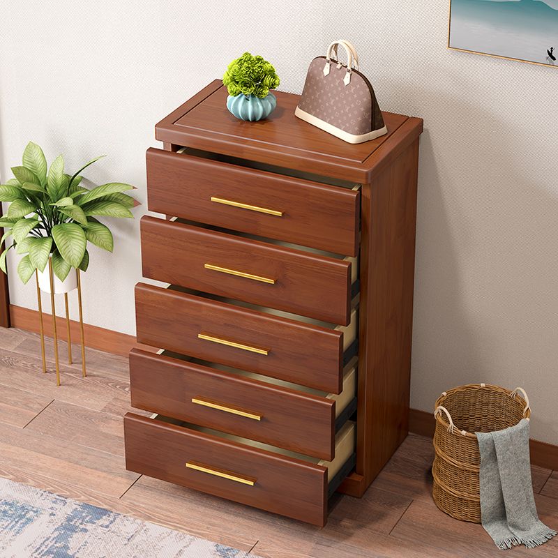 Contemporary Rubber Wood Dresser 39.3"H Vertical Lingerie Chest for Bedroom