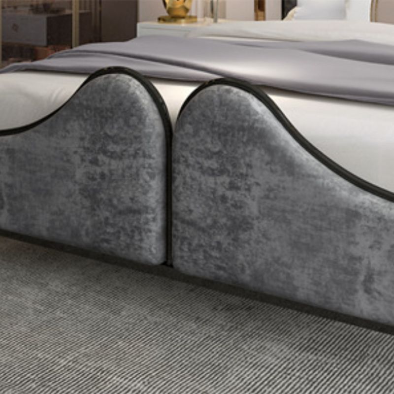 Glam Simple Metallic Bed Frame Upholstered Headboard Iron Panel Bed