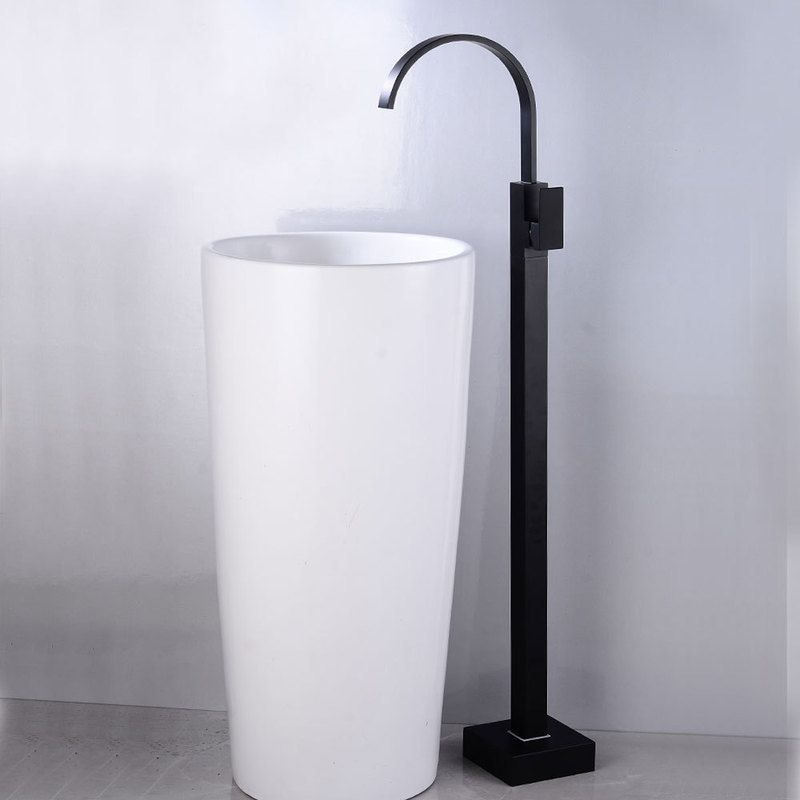 Modern Bathroom Faucet Floor Mounted Rod Handle Bathtub Faucet