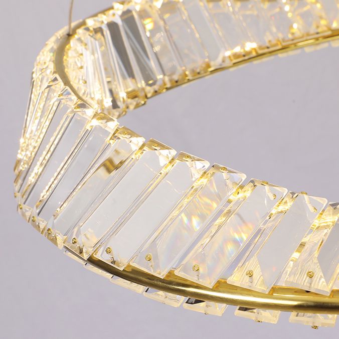 Twist Circular Carousel LED Pendant Lamp Modern Minimalist Prismatic Crystal Living Room Hanging Ceiling Light