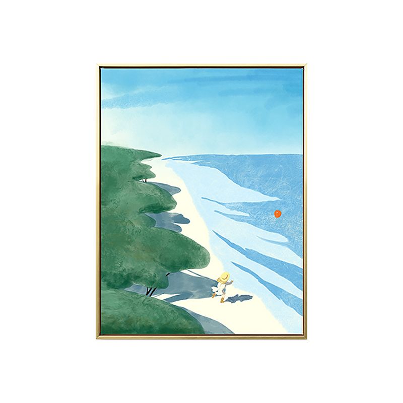 Beach Wall Art Decor Tropical Picturesque Seascape Canvas in Blue and Green for Bedroom