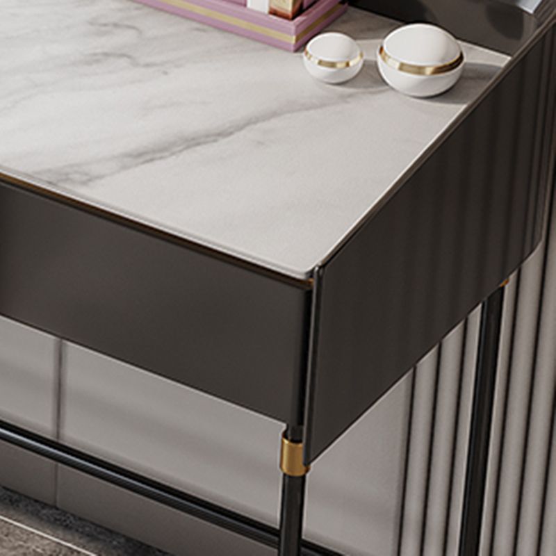 Modern Black Vanity Makeup Stone Top Dressing Table with Storage