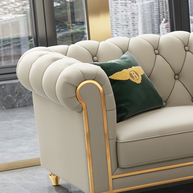 33"W Mid Century Modern Sofa Bed Rolled Arm Cushions Sofa with Pillows