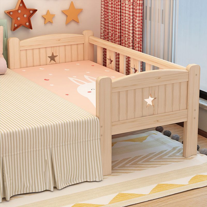 Washed Natural Solid Wood Nursery Bed Contemporary with Guardrail