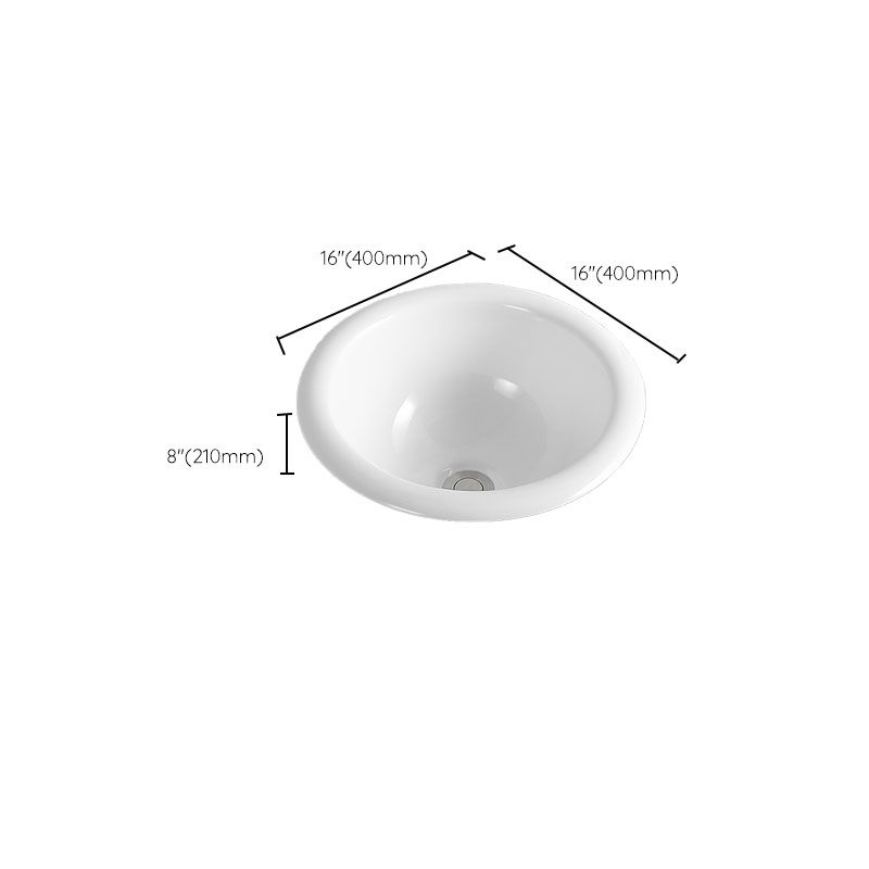Contemporary Bathroom Sink with Overflow Porcelain Round Vessel Lavatory Sink