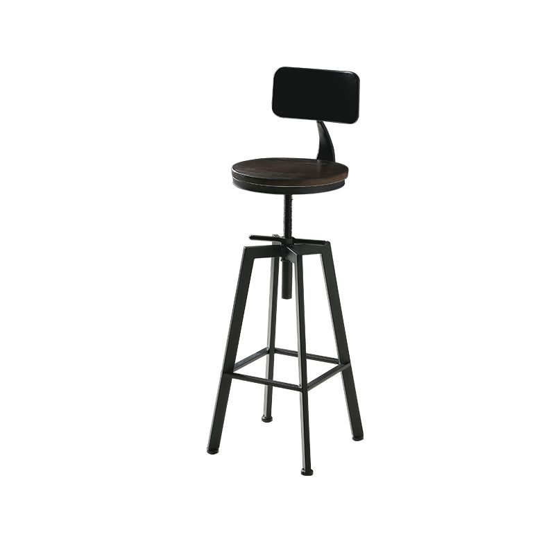 Industrial Adjustable Height Bar Stool Iron Round Armless Bar Stool