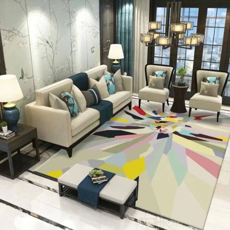 Ashen Modern Rug Polyester Grafisch Tapijten Niet-slip achtersteundiks voor thuisdecoratie