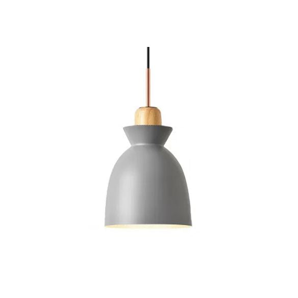 Gray/White Bell Shade Pendant Ceiling Lamp Contemporary Style Metallic 1 Bulb Indoor Hanging Lamp