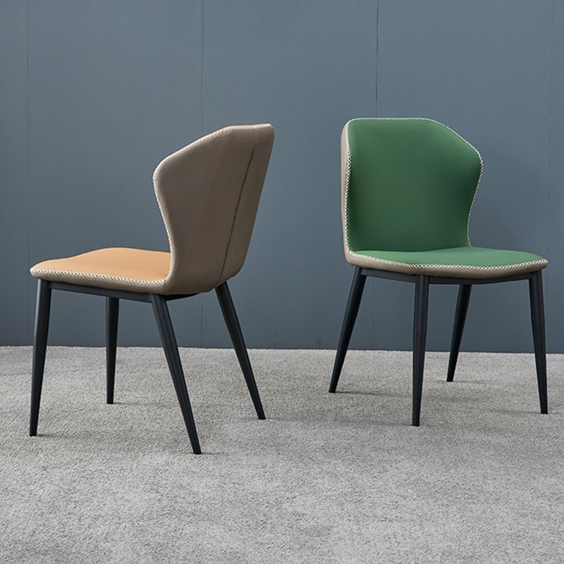 Metal Contemporary Dining Chair Metallic Finish Wingback Side Chair