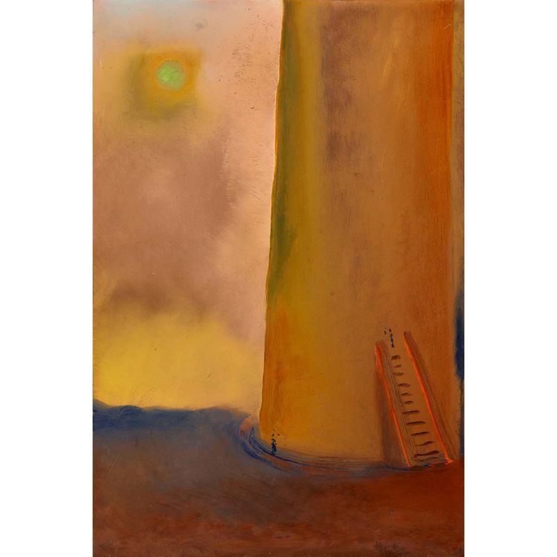 Surrealist Tower Wallpaper Mural for Living Room Personalized Wall Decor in Yellow