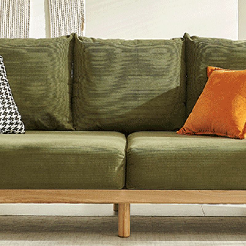 Stationary Slipcovered 3-seater Square Arm Pillows Modern Sofa