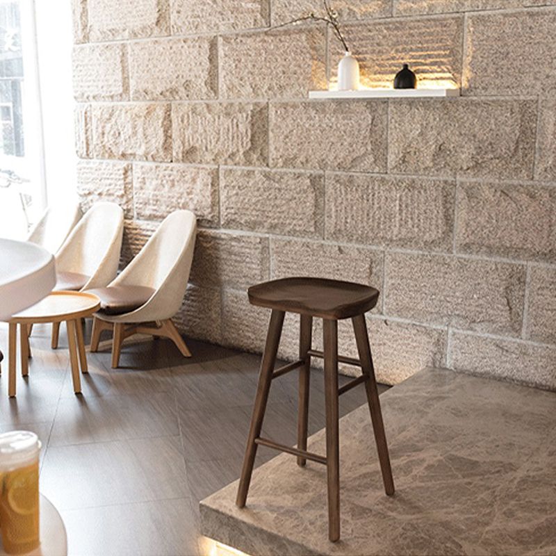 Modern Backless Contoured Seat Solid Wood Bar Stool for Restaurant