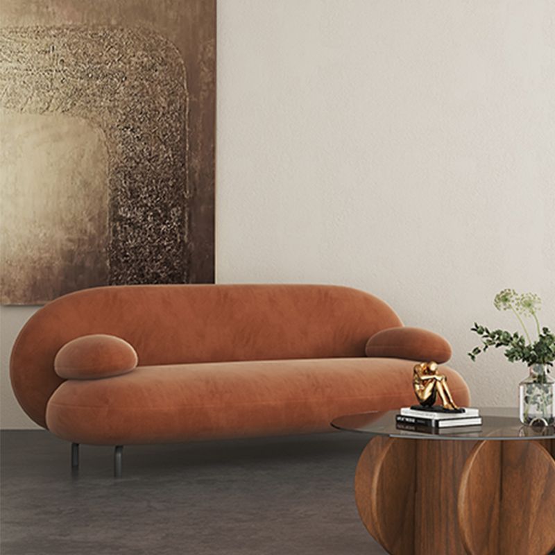 Contemporary Tight Back Settee Bench Pillow Top Arm Sofa Couch in Orange