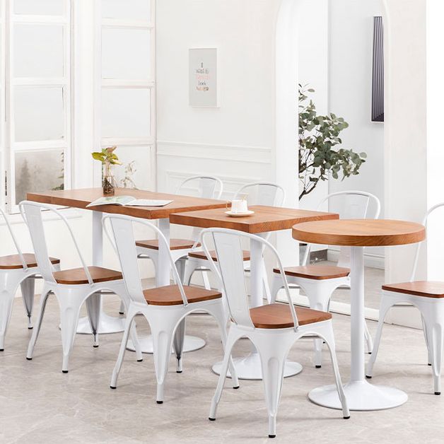 Metal Industrial Indoor Table Pine Solid Wood Top Table for Dining Room