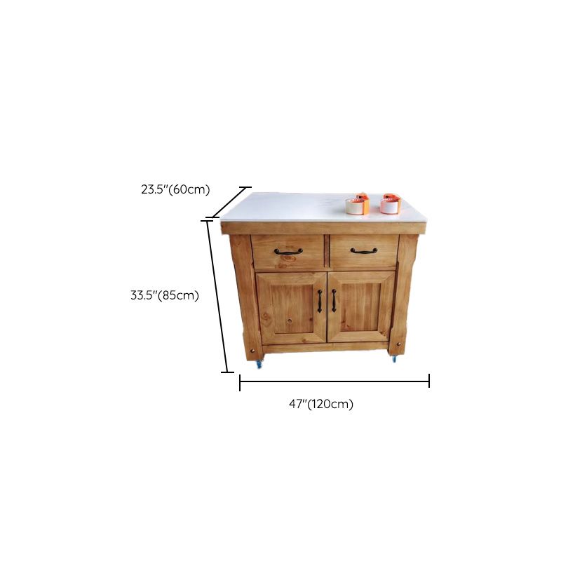 Dining Room Island Table with Storage Cabinet Marble Prep Table