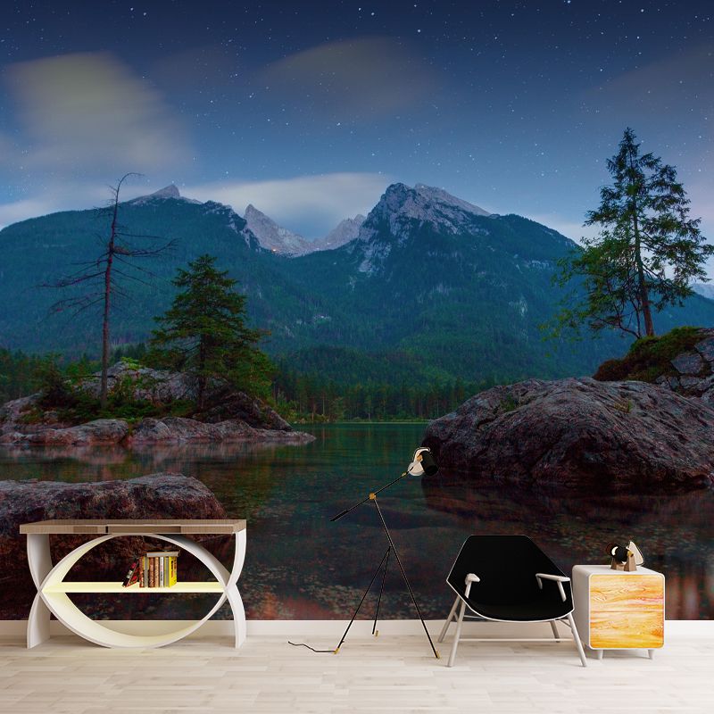 Customized Mountain Wall Mural Mildew Resistant Wallpaper for Dining Room