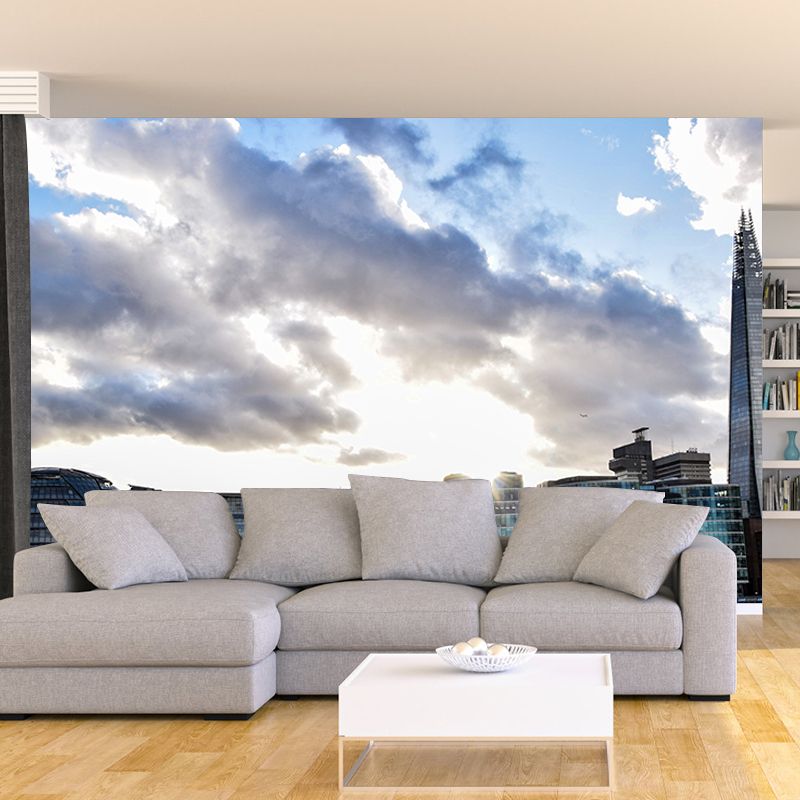 Modern City Scene Mural Decal Water Resistant Wall Covering, Made to Measure