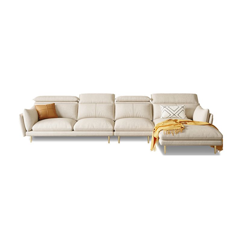 Glam Style 36.22 " H White Faux Leather Flared Arm Sofa & Chaise