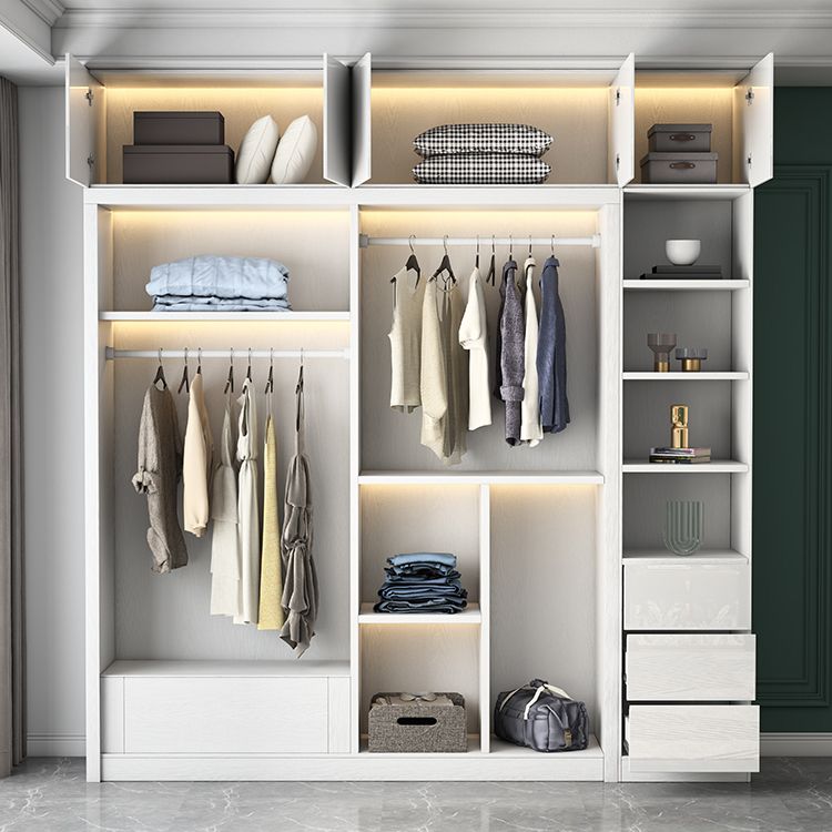 White High Gloss Wardrobe Armoire Modern Engineered Wood Wardrobe