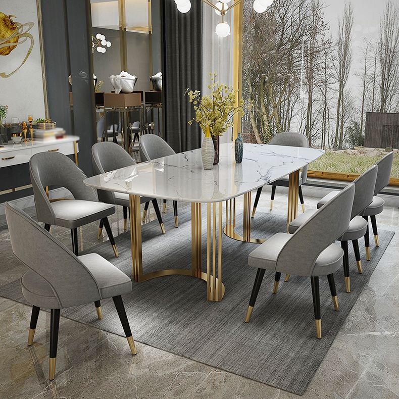 Modern Marble Top Dining Table Set Rectangle 1/4/5/7 Pieces Dining Table with Chairs