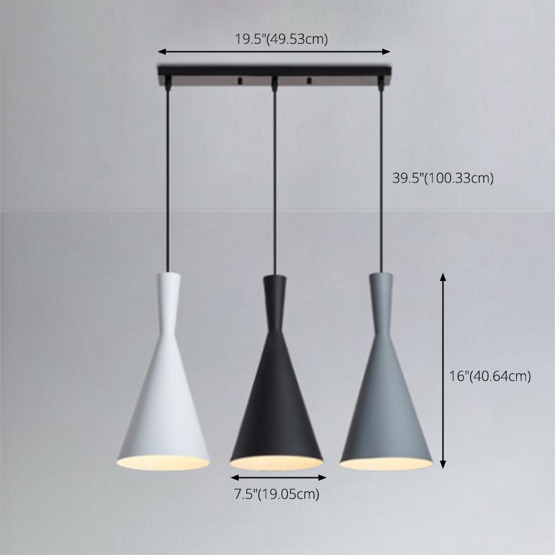 3 Lichter Sanduhrhänge anhängende Lichter Nordic Style Aluminium Multi Light Anhänger für das Restaurant