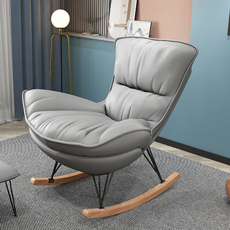 Contemporary Rocking Accent Chair Wingback Antique Finish Rocking Chair