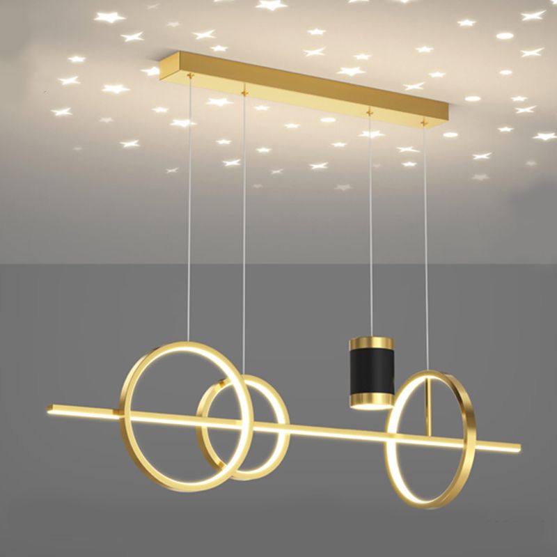 5 Light Cylinder Island Lighting Fixtures Contemporary Metal Chandelier Light