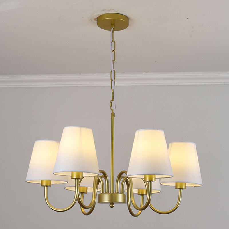 Traditional Style Chandelier Light Fabric Shade Lighting Fixture for Living Room