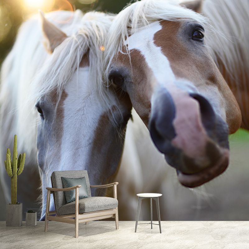 Modern Horse Mural Wallpaper Moisture Resistant Living Room Wall Covering